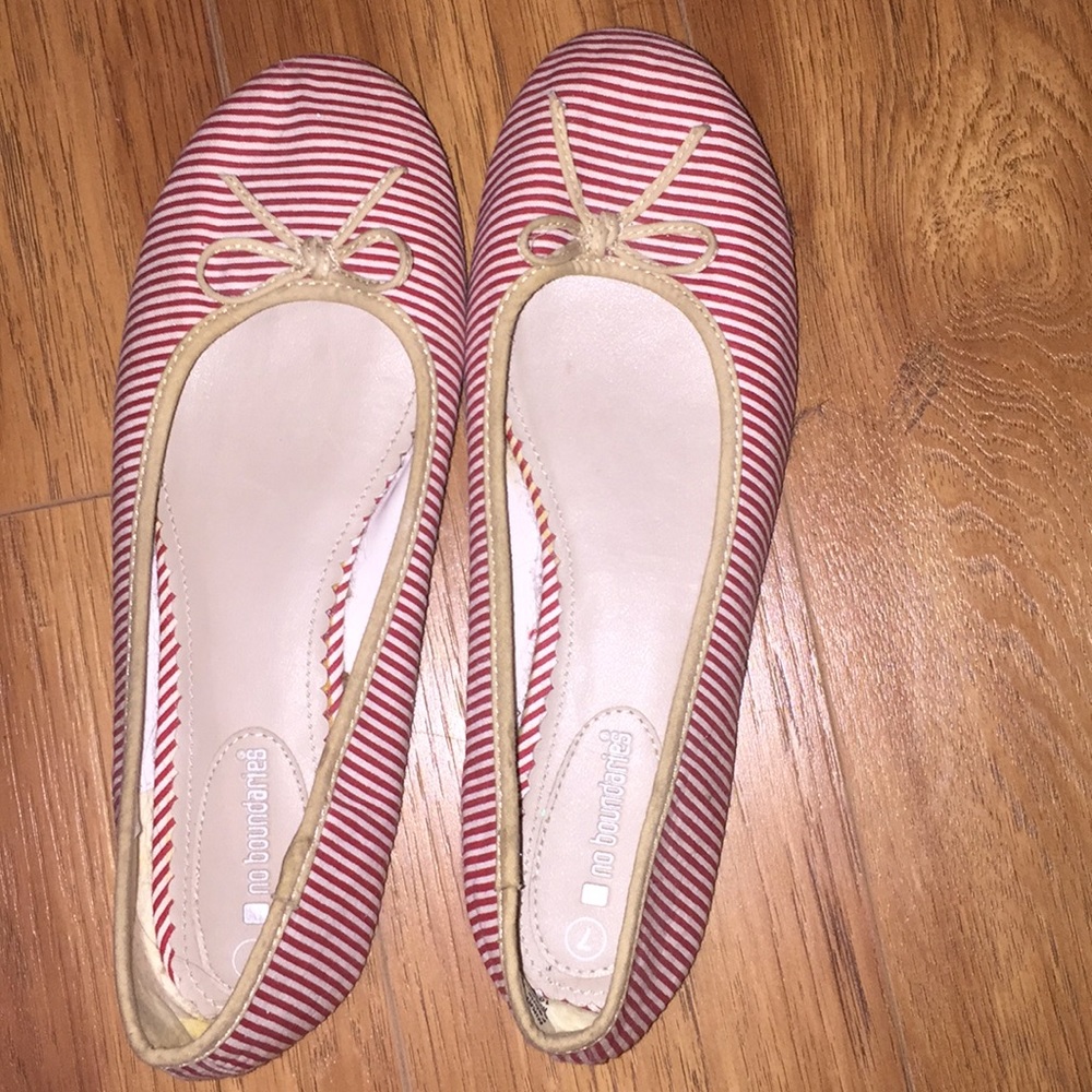 Red and white flats, never worn! Size 7